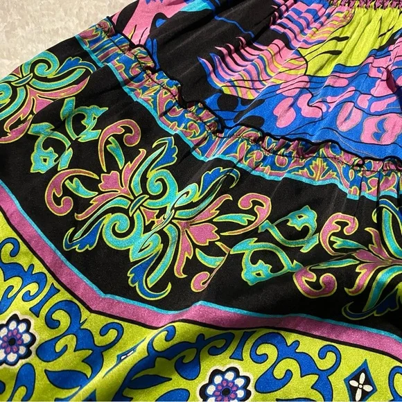 HALE BOB womens silk halter dress bright bold print XS - Picture 2 of 5